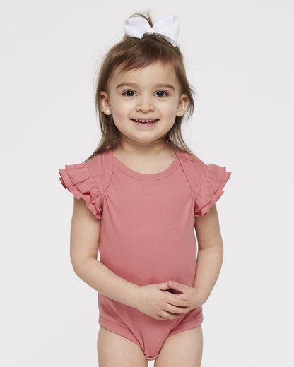 Rabbit Skins Infant Flutter Sleeve Baby Rib Bodysuit 4439 Rabbit Skins Infant Flutter Sleeve Baby Rib Bodysuit 4439