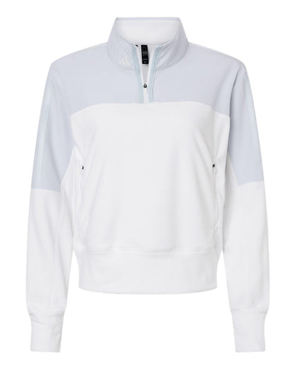 Adidas Women's Fleece Quarter-Zip Pullover A601 #color_Halo Blue
