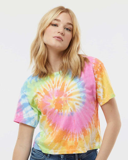 Colortone Women's Tie-Dyed Crop T-Shirt 1050 #colormdl_Eternity