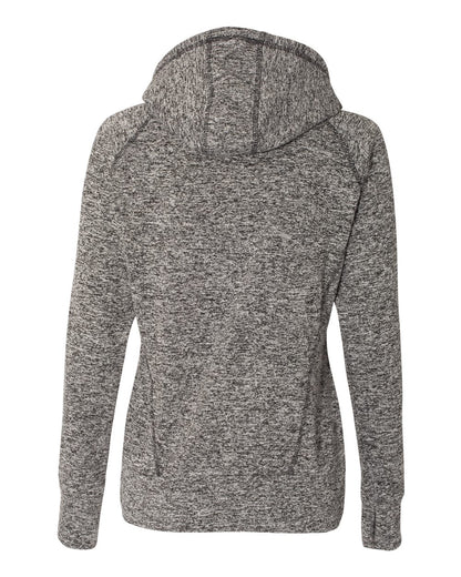 J. America Women’s Cosmic Fleece Hooded Sweatshirt 8616 #color_Charcoal Fleck/ Black