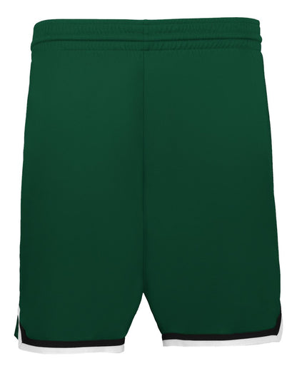 Alleson Athletic Youth Retro Basketball Shorts A54000 #color_Forest/ Black/ White