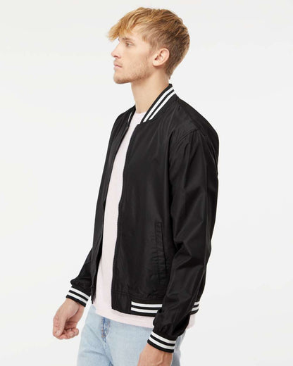 Independent Trading Co. Lightweight Bomber Jacket EXP52BMR #colormdl_Black/ White Stripe