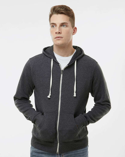 J. America Men's Triblend Full-Zip Hooded Sweatshirt 8872 #colormdl_Black Triblend