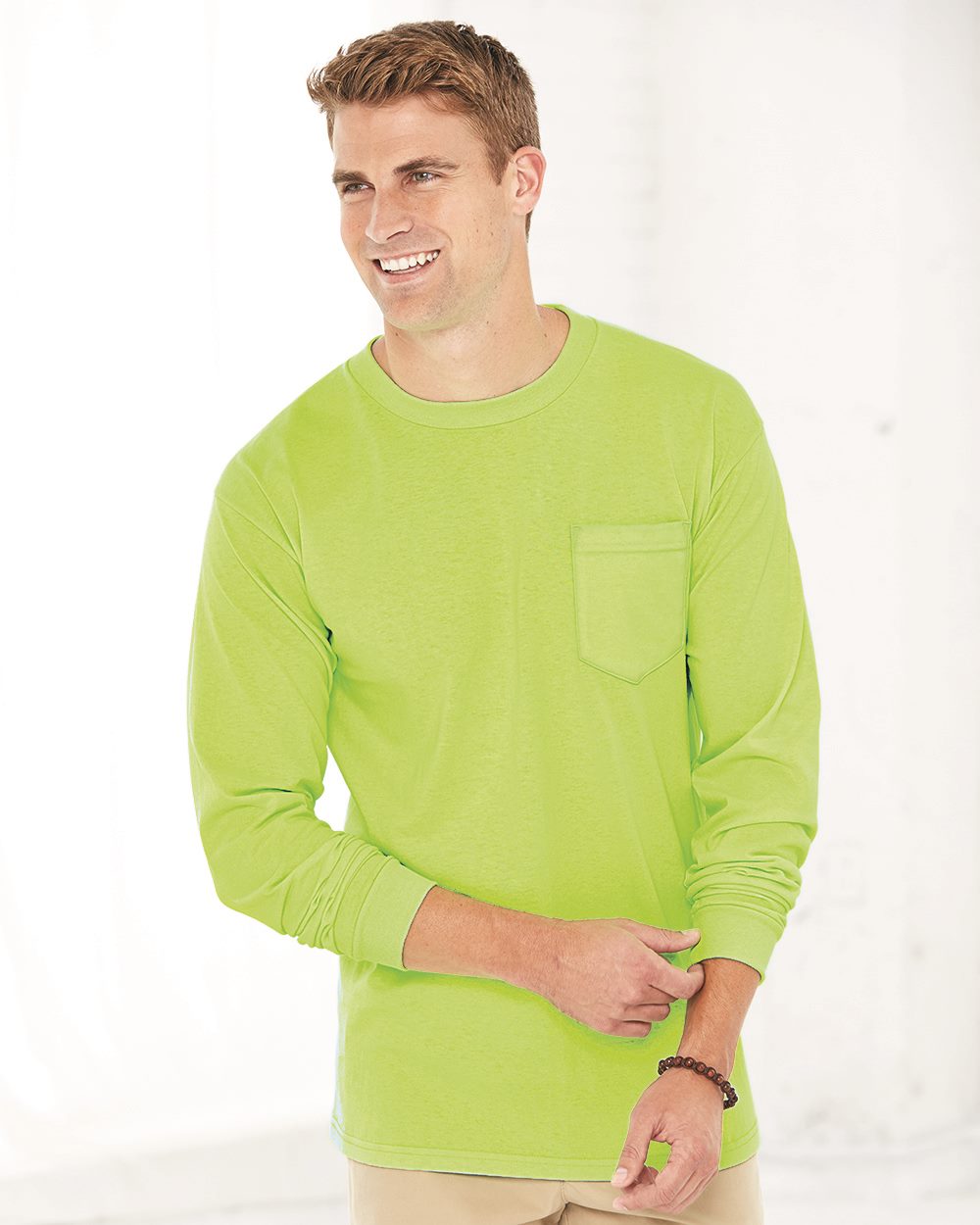 Bayside Union-Made Long Sleeve Pocket T-Shirt 3055