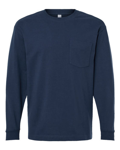 American Apparel Super Heavyweight Long Sleeve Pocket Tee 9410 #color_Sea Blue