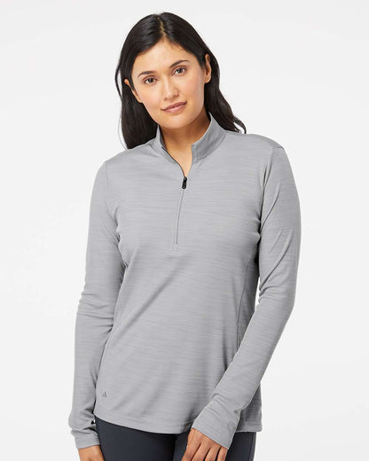 Adidas Women's Lightweight Mélange Quarter-Zip Pullover A476 #colormdl_Mid Grey Melange