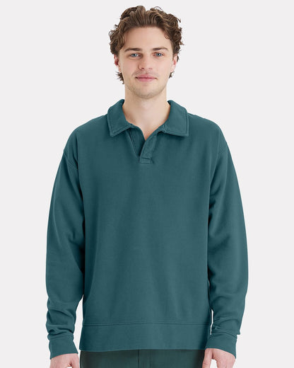 ComfortWash by Hanes Unisex Garment-Dyed Polo Collar Sweatshirt GDH490 ComfortWash by Hanes Unisex Garment-Dyed Polo Collar Sweatshirt GDH490