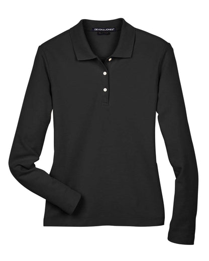 Devon & Jones Women's Pima Piqué Long Sleeve Polo D110W #color_Black
