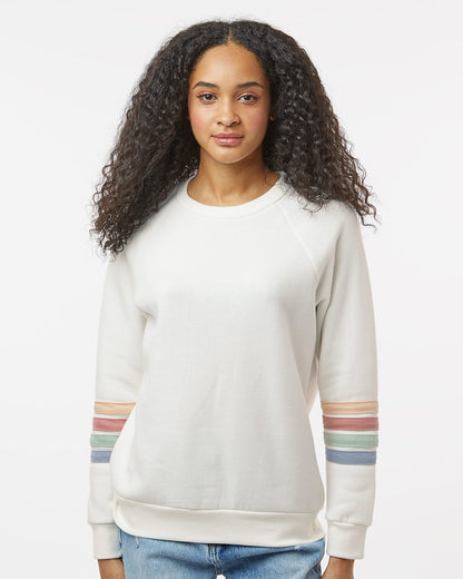 MV Sport Women's Striped Sleeves Crewneck Sweatshirt W23152 MV Sport Women's Striped Sleeves Crewneck Sweatshirt W23152