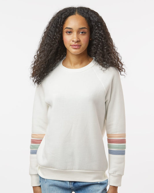 MV Sport Women's Striped Sleeves Crewneck Sweatshirt W23152