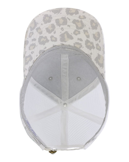 Infinity Her Women's Printed Bill with Mesh Back Cap JANET #color_Grey/ Snow Leopard/ White