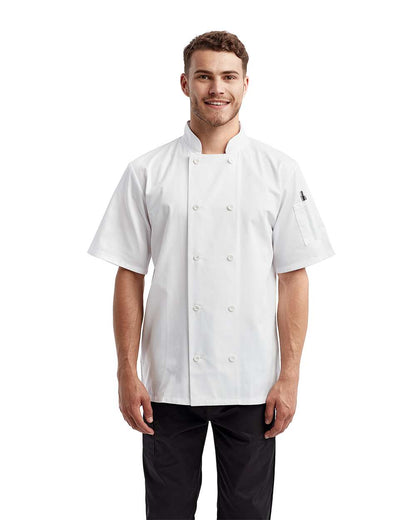 Artisan Collection by Reprime Unisex Short Sleeve Recycled Chef Coat RP656 #colormdl_White