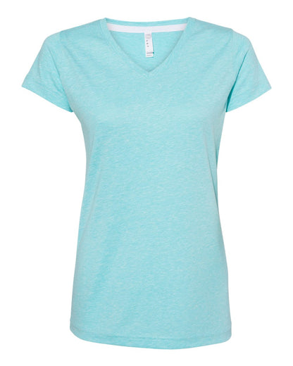 LAT Women's Harborside Mélange V-Neck Tee 3591 #color_Caribbean Melange