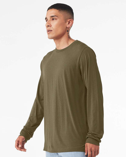 BELLA + CANVAS Heather CVC Long Sleeve Tee 3501CVC #colormdl_Heather Olive