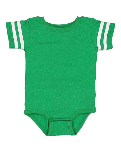 Rabbit Skins Infant Football Fine Jersey Bodysuit 4437 #color_Vintage Green/ White