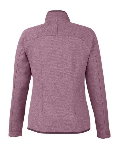 CORE365 Women's Venture Heathered Stripe Full-Zip CE72W #color_Burgundy/ White