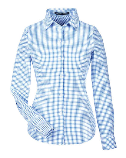 Devon & Jones Women's CrownLux Performance® Micro Windowpane Woven Dress Shirt DG540W #color_French Blue/ White