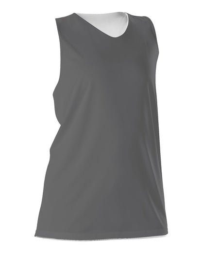 Alleson Athletic Women's Reversible Racerback Tank 506CRW #color_Charcoal/ White