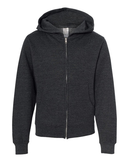 Independent Trading Co. Youth Midweight Full-Zip Hooded Sweatshirt SS4001YZ #color_Charcoal Heather