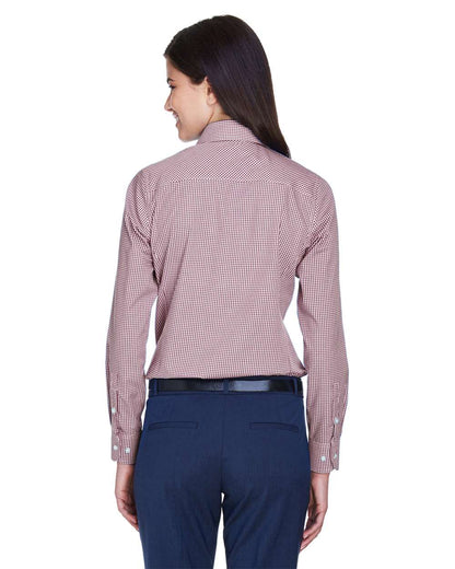 Devon & Jones Women's Crown Collection® Gingham Check Woven Dress Shirt D640W #colormdl_Burgundy