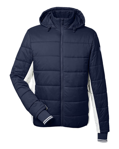 Nautica Men's Nautical Mile Hooded Puffer Jacket N17186 #color_Navy/ Antique White