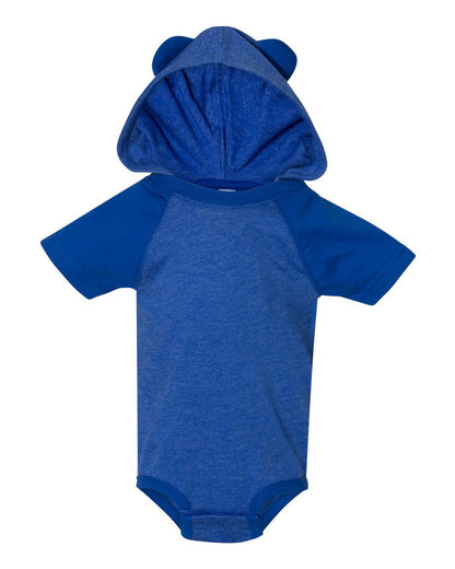 Rabbit Skins Infant Fine Jersey Raglan Bodysuit with Hood & Ears 4417 #color_Vintage Royal/ Royal