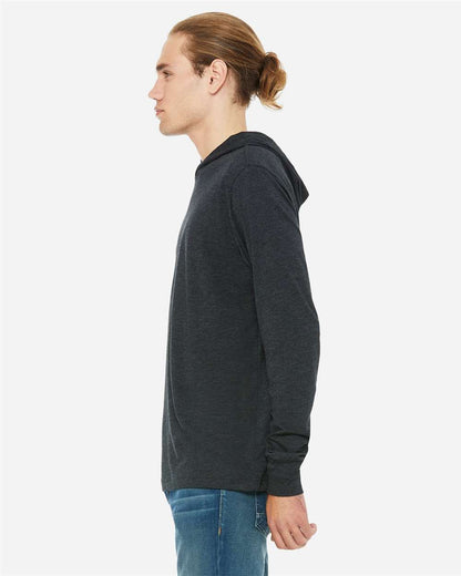 BELLA + CANVAS Unisex Jersey Hooded Long Sleeve Tee 3512 #colormdl_Charcoal Black Triblend