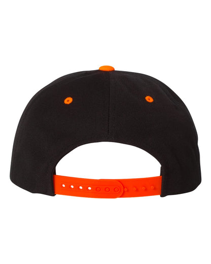 YP Classics Premium Flat Bill Snapback Cap 6089M #color_Black/ Neon Orange