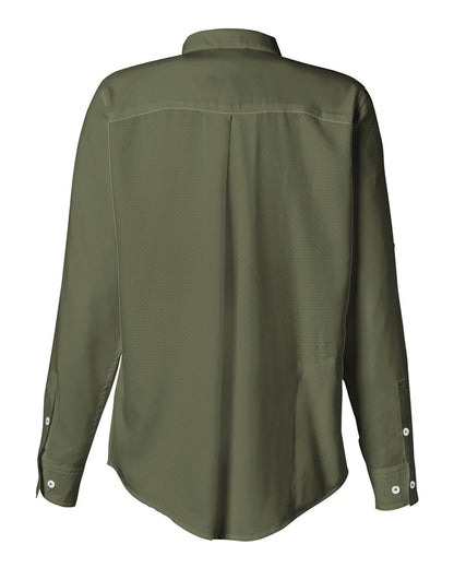 HUK Women's Tide Point Long Sleeve Shirt H615006 #color_Moss