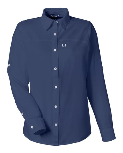 HUK Women's Tide Point Long Sleeve Shirt H615006 #color_Naval Academy
