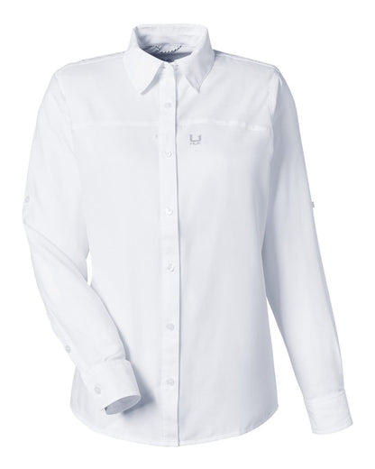 HUK Women's Tide Point Long Sleeve Shirt H615006 #color_White