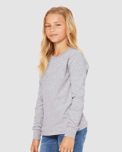 BELLA + CANVAS Youth Heather CVC Long Sleeve Tee 3501YCVC #colormdl_Athletic Heather