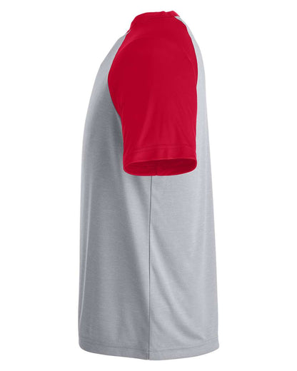 Team 365 Unisex Zone Colorblock Raglan T-Shirt TT62 #color_Athletic Heather/ Sport Red
