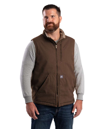 Berne Apparel Men's Heartland Sherpa-Lined Washed Duck Vest V818 #colormdl_Bark
