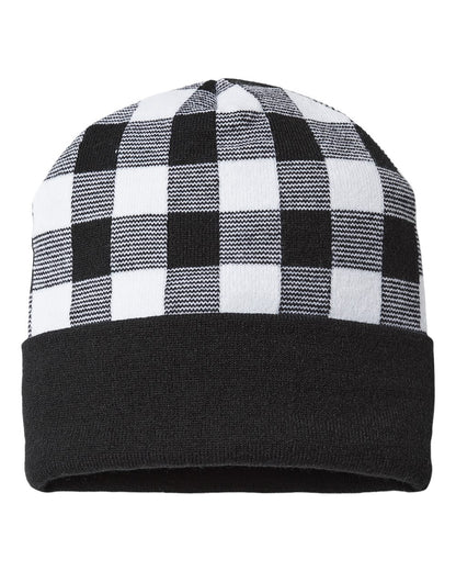 CAP AMERICA USA-Made Plaid Beanie RKP12 #color_White/ Black