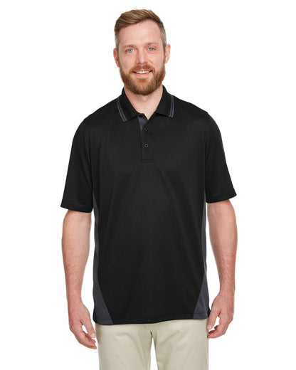 Harriton Men's Tall Flash Snag Protection Plus IL Colorblock Polo M386T #colormdl_Black/ Dark Charcoal