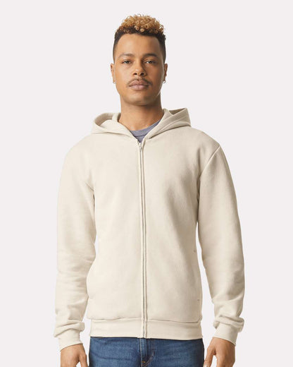 American Apparel Unisex ReFlex Fleece Full-Zip Hoodie Sweatshirt RF497 #colormdl_Bone