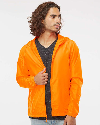 Independent Trading Co. Lightweight Windbreaker Full-Zip Jacket EXP54LWZ #colormdl_Safety Orange