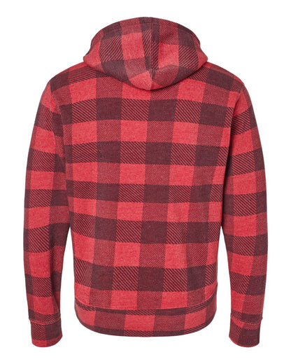 J. America Men's Triblend Fleece Hooded Sweatshirt 8871 #color_Red Triblend Buffalo
