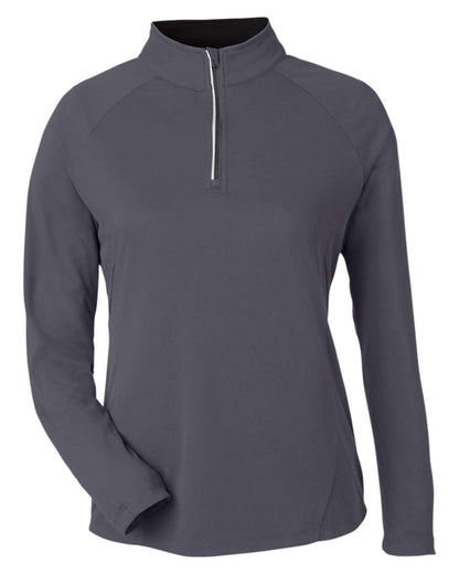 CORE365 Women's Origin Performance Pique Quarter-Zip Pullover CE418W #color_Carbon/ Black