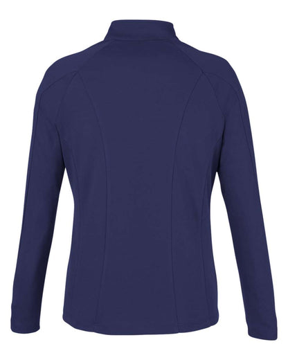 CORE365 Women's Origin Performance Pique Quarter-Zip Pullover CE418W #color_Classic Navy Heather/ Carbon