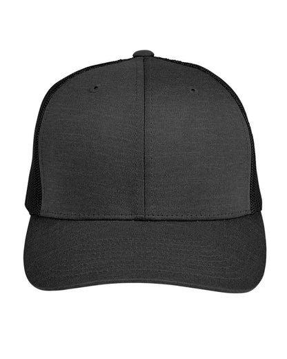 Team 365 Youth Zone Sonic Heather Trucker Cap TT802Y #color_Black Heather/ Black