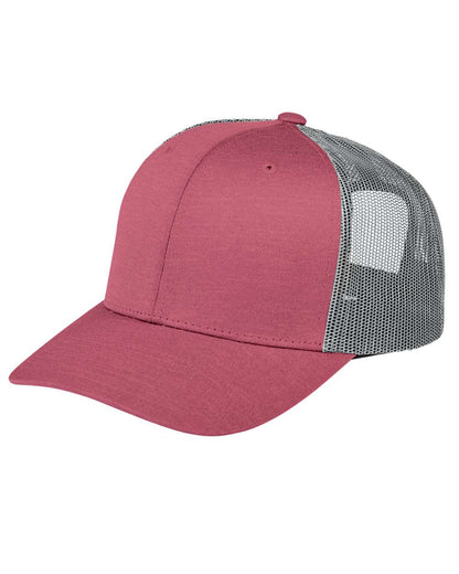Team 365 Youth Zone Sonic Heather Trucker Cap TT802Y #color_Sport Maroon Heather/ Sport Graphite