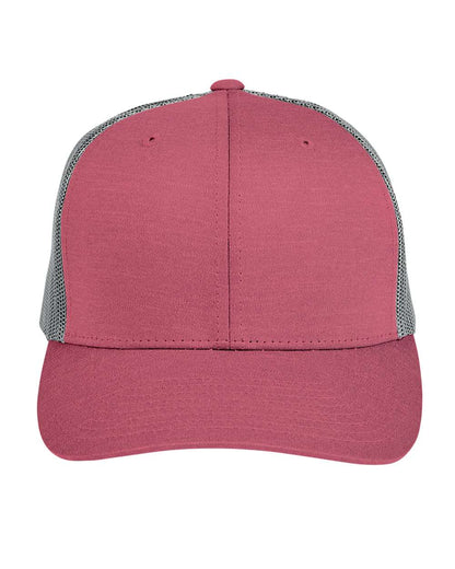 Team 365 Youth Zone Sonic Heather Trucker Cap TT802Y #color_Sport Maroon Heather/ Sport Graphite