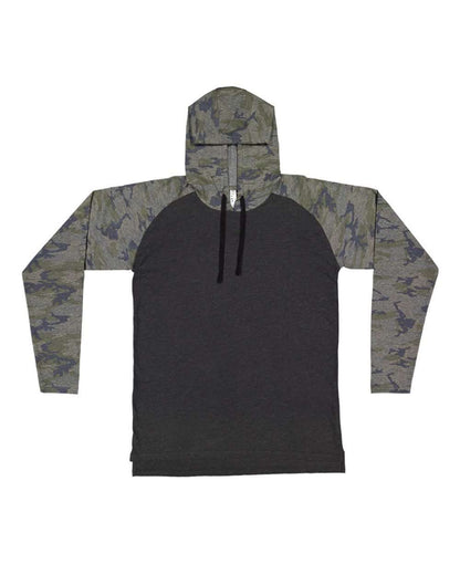 LAT Men's Fine Jersey Hooded Long Sleeve Raglan T-Shirt 6917 #color_Vintage Smoke/ Vintage Camo/ Black
