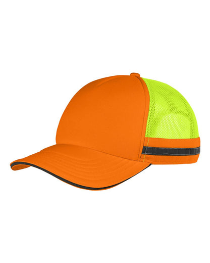 Big Accessories Safety Trucker Cap BA661 #color_Neon Orange/ Neon Yellow