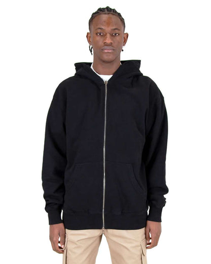Shaka Wear Men's Garment-Dyed Double-Zip Hooded Sweatshirt SHGDZ #colormdl_Black