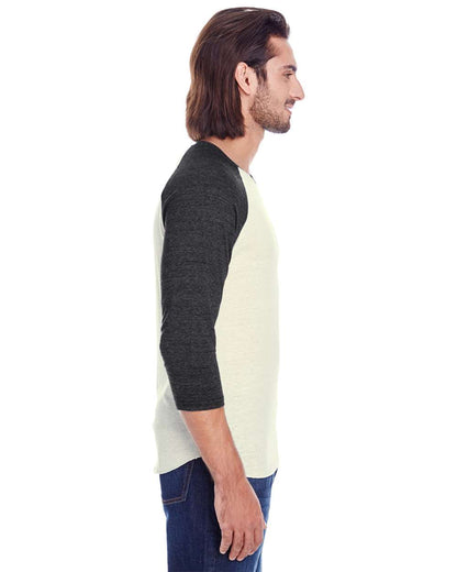 Threadfast Apparel Unisex Triblend Three-Quarter Sleeve Raglan T-Shirt 302G #colormdl_Cream/ Black Triblend
