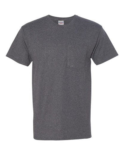 JERZEES Unisex Dri-Power® 50/50 Pocket T-Shirt 29MPR #color_Black Heather