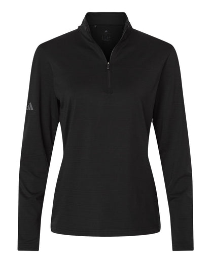 Adidas Women's Textured Stripe Quarter-Zip Pullover A709 #color_Black